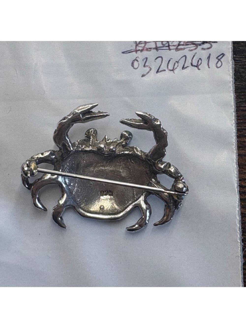 Turquoise Eyes Crab Brooch Sterling Silver 925 Size 1.5" Length - Picture 10 of 10